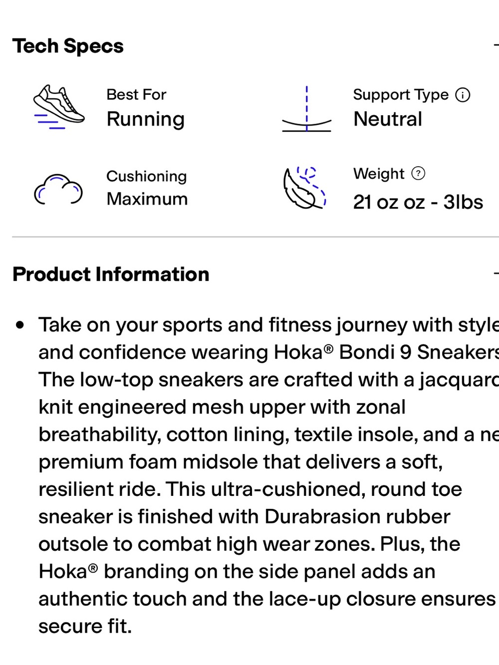 HOKA Women's Bondi 9 Running Walking Shoes Sneakers White/Pink/Blue Retail: $175 - Picture 10 of 15